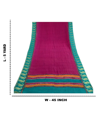 Sanskriti Vintage Sarees Purple Pure Georgette Silk Print Zari Work Sari Fabric, PRG-11340-Purple-Printed Floral Design-Pure Georgette Silk-3