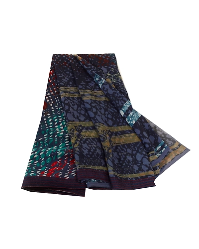 Sanskriti Vintage Sarees Blue Indian Georgette Sari Printed Floral Craft Fabric, PRG-11361-Blue-Printed Floral Design-Poly Georgette-2