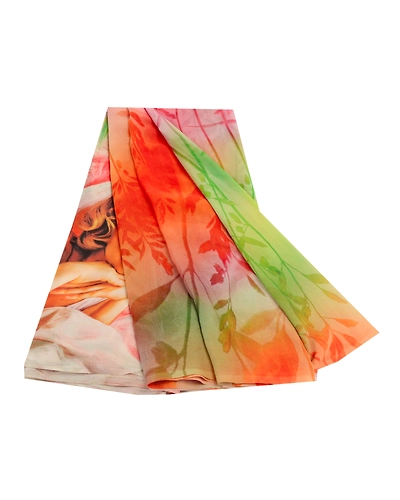 Sanskriti Vintage Sarees Multi Digital Printed Georgette Sari 5Yd Craft Fabric, PRG-11367-Multi-Printed Floral Design-Poly Georgette-2