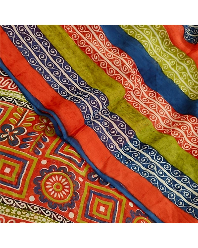 Sanskriti Vintage Sarees Red Pure Georgette Silk Printed Sari Soft Craft Fabric, PRG-11370-Red-Printed Floral Design-Pure Georgette Silk-1