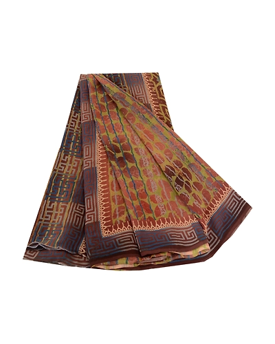 Sanskriti Vintage Sarees Green Pure Georgette Silk Printed Sari 5Yd Craft Fabric, PRG-11372-Green-Printed Floral Design-Pure Georgette Silk-2