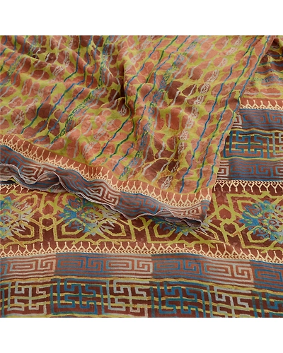 Sanskriti Vintage Sarees Green Pure Georgette Silk Printed Sari 5Yd Craft Fabric, PRG-11372-Green-Printed Floral Design-Pure Georgette Silk-9
