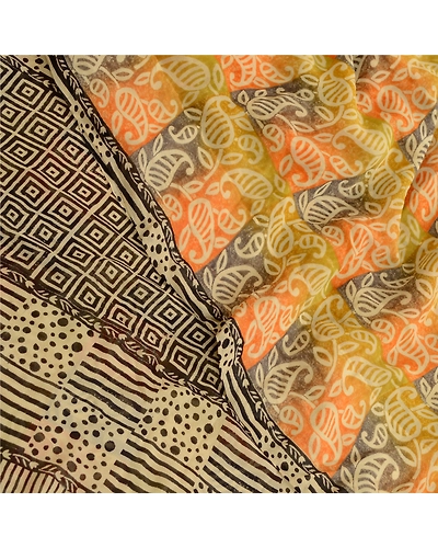 Sanskriti Vintage Multi Sarees Pure Georgette Silk Printed Sari 5Yd Craft Fabric, PRG-11378-Multi-Printed Floral Design-Pure Georgette Silk-1