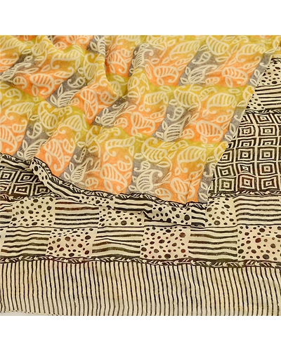 Sanskriti Vintage Multi Sarees Pure Georgette Silk Printed Sari 5Yd Craft Fabric, PRG-11378-Multi-Printed Floral Design-Pure Georgette Silk-9