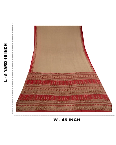Sanskriti Vintage Sarees Gray Indian Printed Georgette Sari Soft Craft Fabric, PRG-11390-Gray-Printed Floral Design-Poly Georgette-3