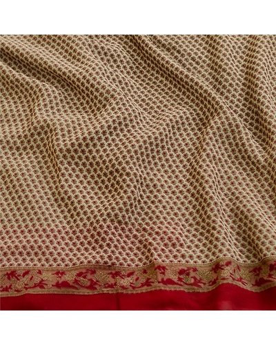 Sanskriti Vintage Sarees Gray Indian Printed Georgette Sari Soft Craft Fabric, PRG-11390-Gray-Printed Floral Design-Poly Georgette-6