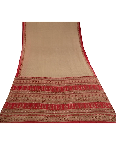 Sanskriti Vintage Sarees Gray Indian Printed Georgette Sari Soft Craft Fabric, PRG-11390-Gray-Printed Floral Design-Poly Georgette-8