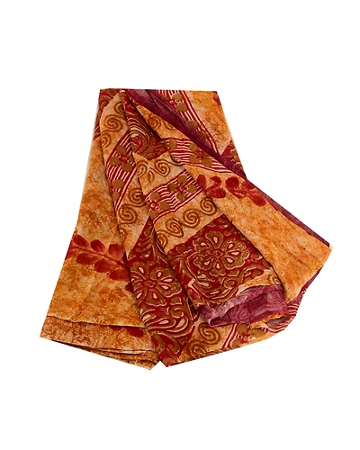 Sanskriti Vintage Sarees Purple Blend Georgette Printed Sari 5Yd Craft Fabric, PRG-11394-Purple-Printed Floral Design-Blend Gerogette-2