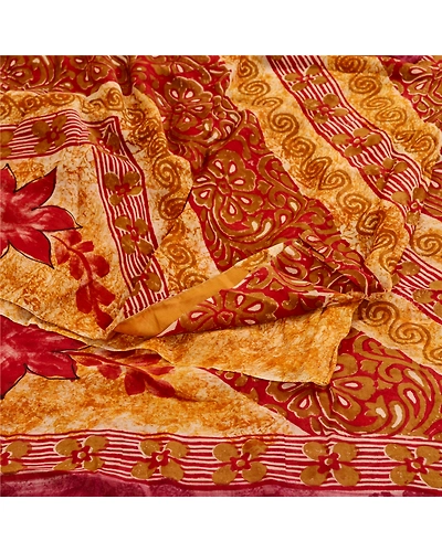 Sanskriti Vintage Sarees Purple Blend Georgette Printed Sari 5Yd Craft Fabric, PRG-11394-Purple-Printed Floral Design-Blend Gerogette-9