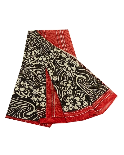 Sanskriti Vintage Black Sarees Poly Georgette Silk Printed Sari 5Yd Craft Fabric, PRG-11418-Black-Printed Floral Design-Poly Georgette Silk-2