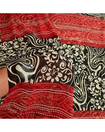 Sanskriti Vintage Black Sarees Poly Georgette Silk Printed Sari 5Yd Craft Fabric, PRG-11418-Black-Printed Floral Design-Poly Georgette Silk-4