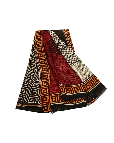 Sanskriti Vintage Sarees Dark Red Blend Georgette Printed Sari 5Yd Craft Fabric, PRG-11427-Dark Red-Printed Floral Design-Blend Georgette-2