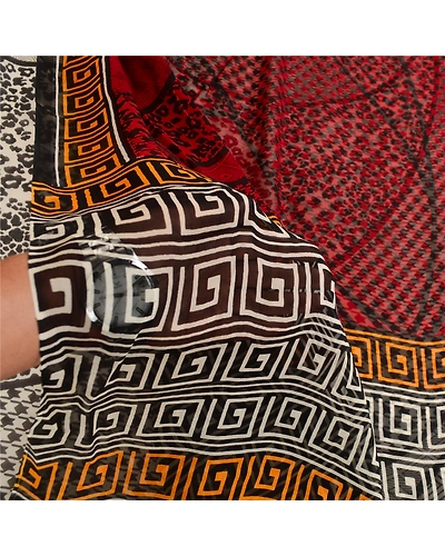 Sanskriti Vintage Sarees Dark Red Blend Georgette Printed Sari 5Yd Craft Fabric, PRG-11427-Dark Red-Printed Floral Design-Blend Georgette-4