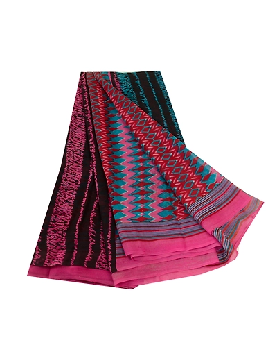 Sanskriti Vintage Sarees Multi Pure Georgette Silk Printed Sari 5Yd Craft Fabric, PRG-11464-Multi-Printed Floral Design-Pure Georgette Silk-2
