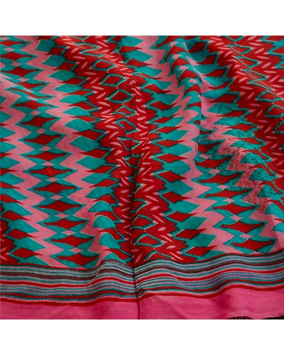 Sanskriti Vintage Sarees Multi Pure Georgette Silk Printed Sari 5Yd Craft Fabric, PRG-11464-Multi-Printed Floral Design-Pure Georgette Silk-6