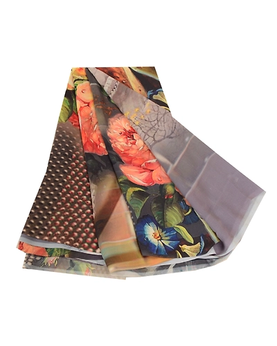 Sanskriti Vintage Sarees Gray Digital Printed Georgette Soft Sari Craft Fabric, PRG-11510-Gray-Printed Floral Design-Poly Georgette-2