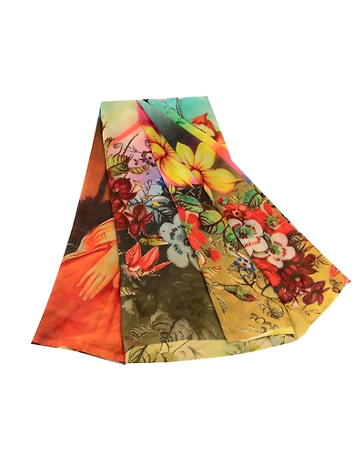 Sanskriti Vintage Sarees Multi Digital Women Printed Georgette Sari Craft Fabric, PRG-11517-Multi-Printed Floral Design-Poly Georgette-2