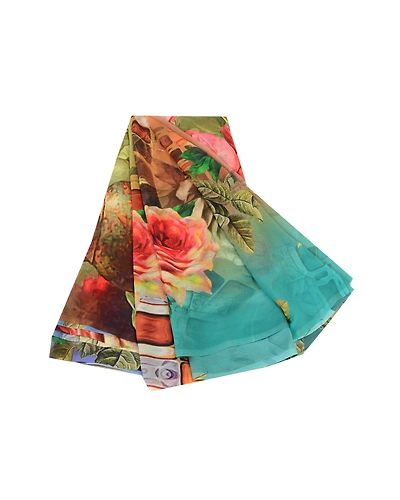 Sanskriti Vintage Sarees Multi Digital Printed Georgette Sari Soft Craft Fabric, PRG-11534-Multi-Printed Floral Design-Poly Georgette-2