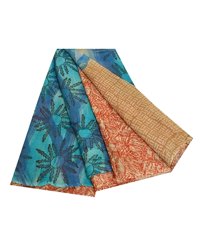 Sanskriti Vintage Sarees Red Printed Blend Georgette Sari 5Yd Soft Craft Fabric, PRG-11557-Red-Printed Floral Design-Blend Georgette-2