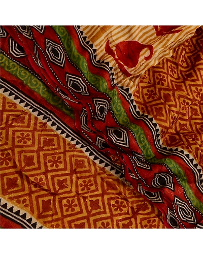 Sanskriti Vintage Sarees Multi Blend Georgette Printed Sari Floral Craft Fabric, PRG-11651-Multi-Printed Floral Design-Blend Georgette-1