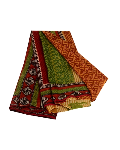 Sanskriti Vintage Sarees Multi Blend Georgette Printed Sari Floral Craft Fabric, PRG-11651-Multi-Printed Floral Design-Blend Georgette-2