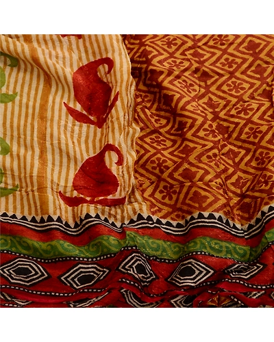 Sanskriti Vintage Sarees Multi Blend Georgette Printed Sari Floral Craft Fabric, PRG-11651-Multi-Printed Floral Design-Blend Georgette-6