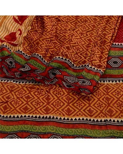 Sanskriti Vintage Sarees Multi Blend Georgette Printed Sari Floral Craft Fabric, PRG-11651-Multi-Printed Floral Design-Blend Georgette-7