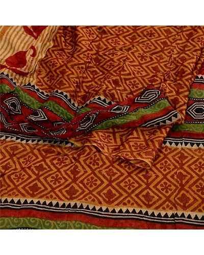 Sanskriti Vintage Sarees Multi Blend Georgette Printed Sari Floral Craft Fabric, PRG-11651-Multi-Printed Floral Design-Blend Georgette-9