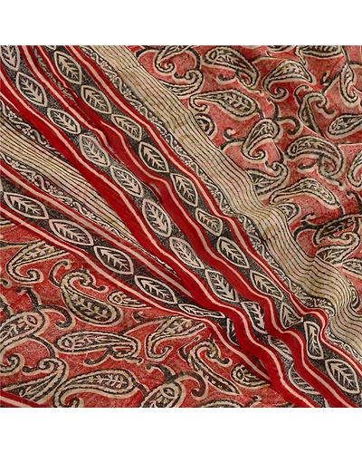 Sanskriti Vintage Sarees Red Pure Georgette Silk Paisley Print Sari Craft Fabric, PRG-11698-Red-Printed Floral Design-Pure Georgette Silk-1