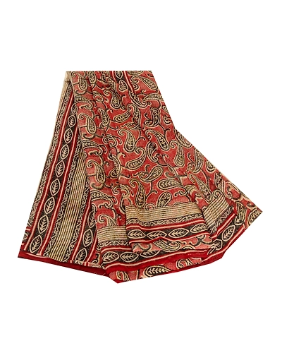 Sanskriti Vintage Sarees Red Pure Georgette Silk Paisley Print Sari Craft Fabric, PRG-11698-Red-Printed Floral Design-Pure Georgette Silk-2