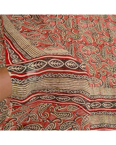 Sanskriti Vintage Sarees Red Pure Georgette Silk Paisley Print Sari Craft Fabric, PRG-11698-Red-Printed Floral Design-Pure Georgette Silk-4