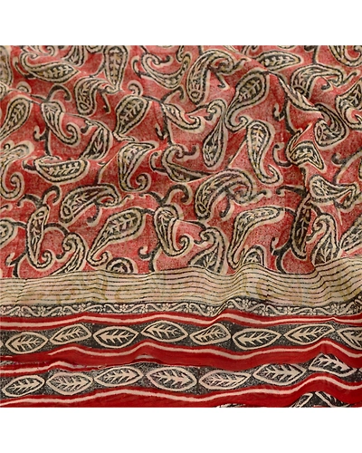 Sanskriti Vintage Sarees Red Pure Georgette Silk Paisley Print Sari Craft Fabric, PRG-11698-Red-Printed Floral Design-Pure Georgette Silk-6