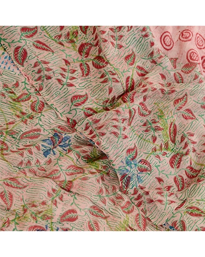 Sanskriti Vintage Sarees Pink Blend Georgette Printed Sari Floral Craft Fabric, PRG-11708-Pink-Printed Floral Design-Blend Georgette-1