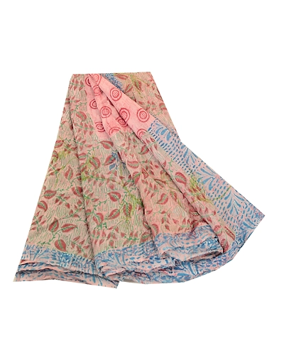 Sanskriti Vintage Sarees Pink Blend Georgette Printed Sari Floral Craft Fabric, PRG-11708-Pink-Printed Floral Design-Blend Georgette-2