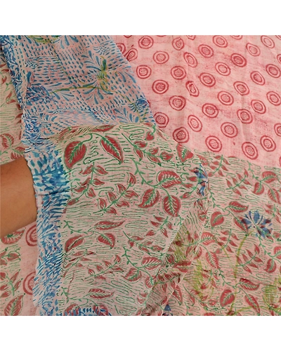 Sanskriti Vintage Sarees Pink Blend Georgette Printed Sari Floral Craft Fabric, PRG-11708-Pink-Printed Floral Design-Blend Georgette-5