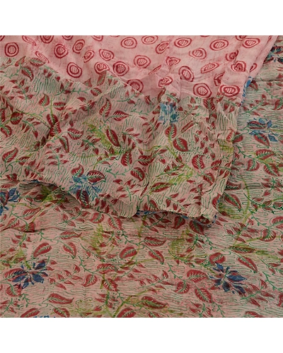 Sanskriti Vintage Sarees Pink Blend Georgette Printed Sari Floral Craft Fabric, PRG-11708-Pink-Printed Floral Design-Blend Georgette-8