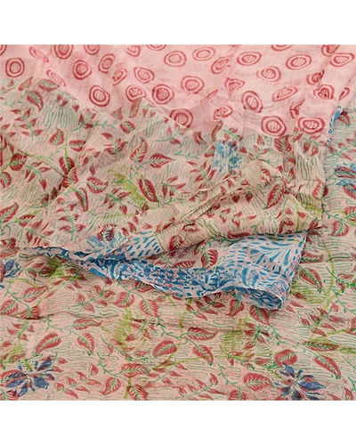 Sanskriti Vintage Sarees Pink Blend Georgette Printed Sari Floral Craft Fabric, PRG-11708-Pink-Printed Floral Design-Blend Georgette-10