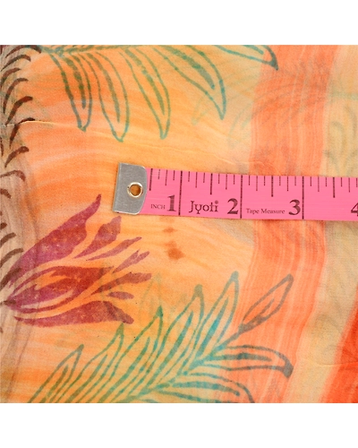 Sanskriti Vintage Peach Sarees Blend Georgette Printed Sari Craft 5 Yard Fabric, PRG-11718-Shade Of Peach &amp; Orange-Printed Floral Design-Blend Georgette-3