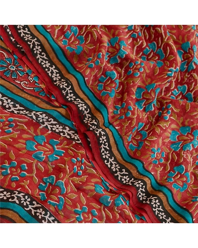 Sanskriti Vintage Dark Red Sarees Pure Georgette Silk Printed Sari Craft Fabric, PRG-11719-Dark Red-Printed Floral Design-Pure Georgette Silk-1