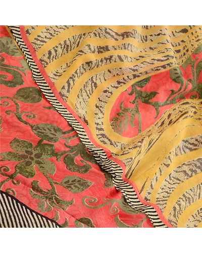 Sanskriti Vintage Indian Sarees Pure Georgette Silk Printed Sari Craft Fabric, PRG-11721-Multi-Printed Floral Design-Pure Georgette Silk-1