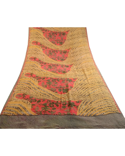 Sanskriti Vintage Indian Sarees Pure Georgette Silk Printed Sari Craft Fabric, PRG-11721-Multi-Printed Floral Design-Pure Georgette Silk-8