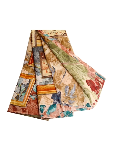 Sanskriti Vintage Sarees Multi Pure Georgette Silk Printed Sari 5Yd Craft Fabric, PRG-11725-Multi-Printed Floral Design-Pure Georgette Silk-2