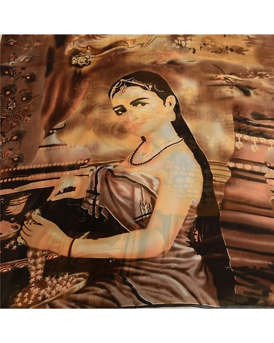 Sanskriti Vintage Sarees Brown Women Digital Printed Georgette Sari Craft Fabric, PRG-11730-Brown-Printed Floral Design-Poly Georgette-3