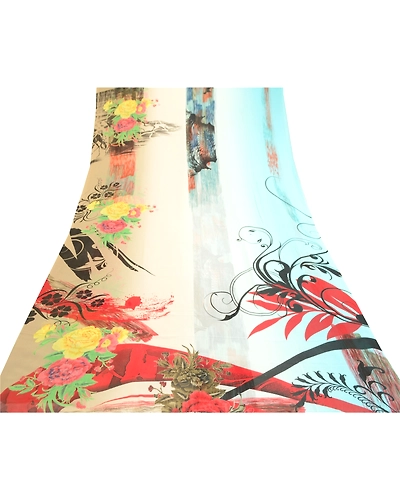 Sanskriti Vintage Sarees Multi Digital Georgette Printed Sari Soft Craft Fabric, PRG-11741-Multi-Printed Floral Design-Poly Georgette-8