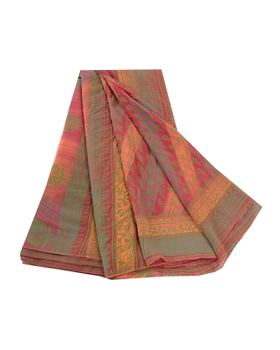 Sanskriti Vintage Sarees Dark Red Pure Georgette Silk Printed Sari Craft Fabric, PRG-11785-Dark Red-Printed Floral Design-Pure Georgette Silk-2