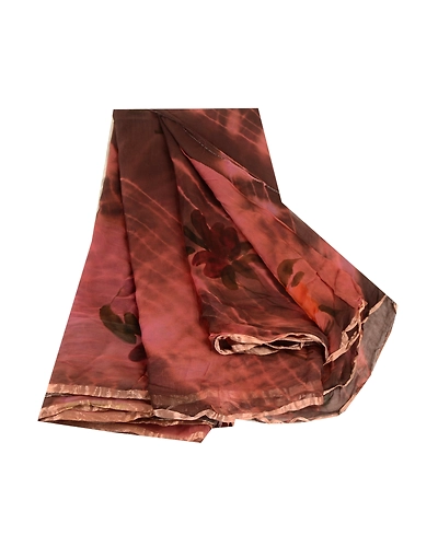 Sanskriti Vintage Sarees Tie-Dye Brown Blend Georgette Printed Sari Craft Fabric, PRG-11787-Brown-Printed Floral Design-Blend Georgette-2