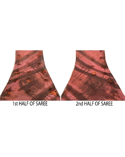 Sanskriti Vintage Sarees Tie-Dye Brown Blend Georgette Printed Sari Craft Fabric, PRG-11787-Brown-Printed Floral Design-Blend Georgette-5