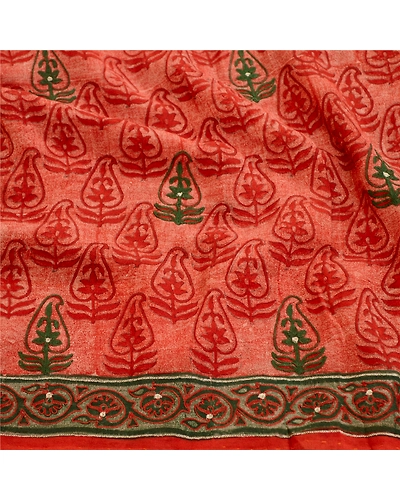 Sanskriti Vintage Sarees Red Embroidered Pure Geogette Silk Printed Sari Fabric, PRG-11801-Red-Printed Floral Design-Pure Georgette Silk-6