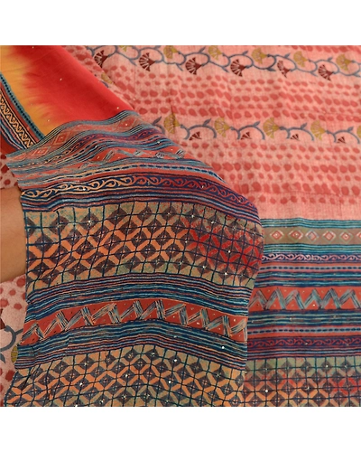 Sanskriti Vintage Sarees Pink 100% Pure Geogette Silk Printed Sari Craft Fabric, PRG-11804-Pink-Printed Floral Design-Pure Georgette Silk-4