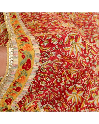 Sanskriti Vintage Sarees Red Blend Georgette Printed Patch Work Sari Craft Fabric, PRG-11811-Red-Printed Floral Design-Blend Georgette-4